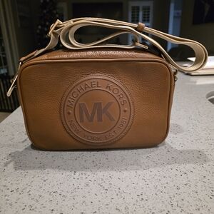 Michael Kors Saddle Brown Camera Crossbody Bag
